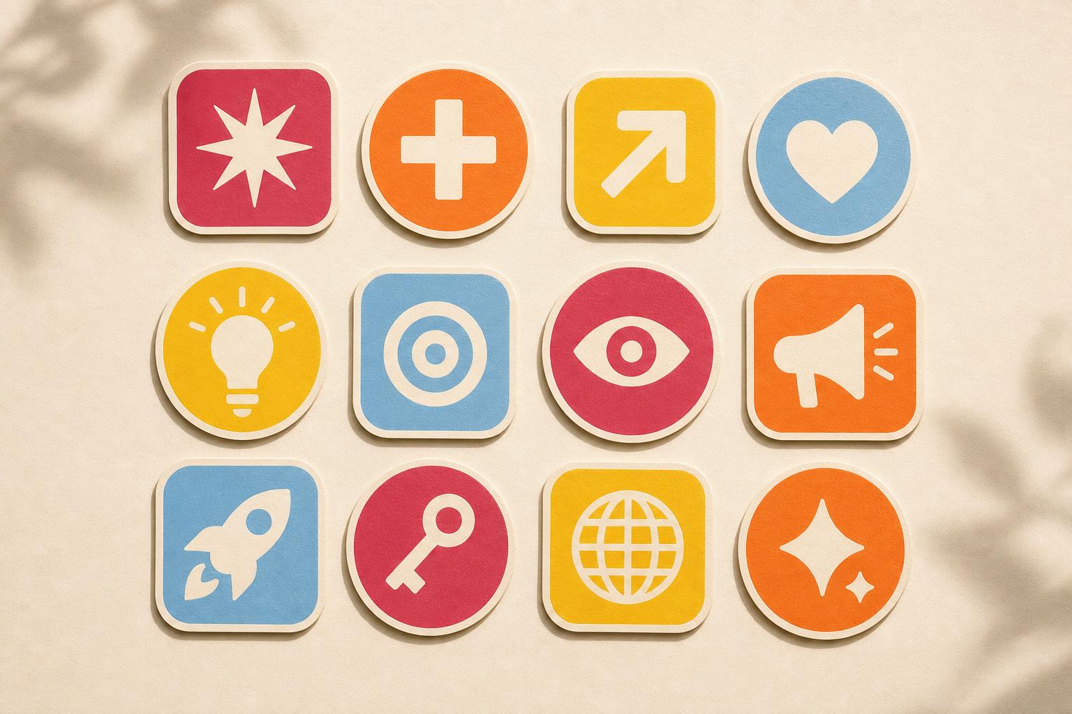 Sticker-style badges representing the twelve Reset Space culture codes